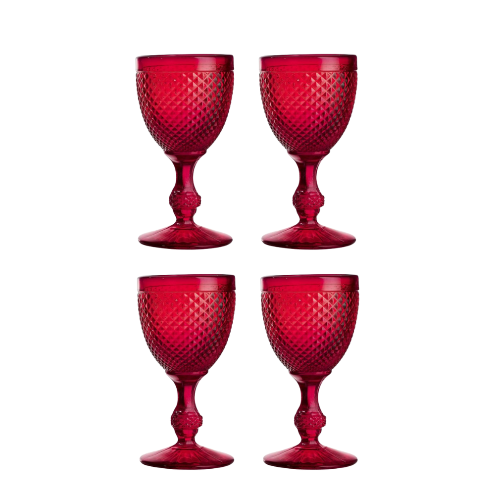 Vista Alegre Set with 4 Water Goblets - Bicos Red