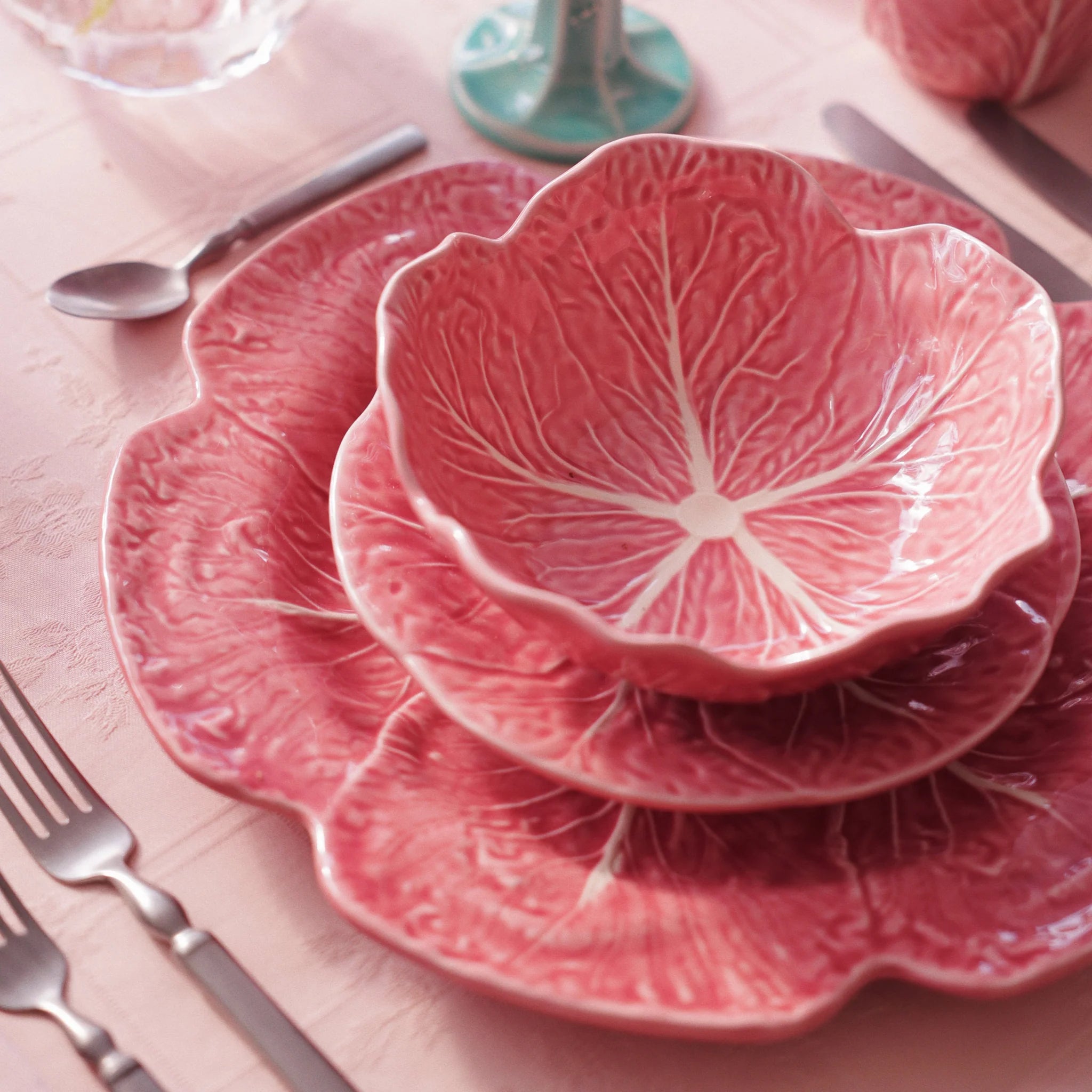 Bordallo Pinheiro 12Pcs Dinner Set - Cabbage Rose